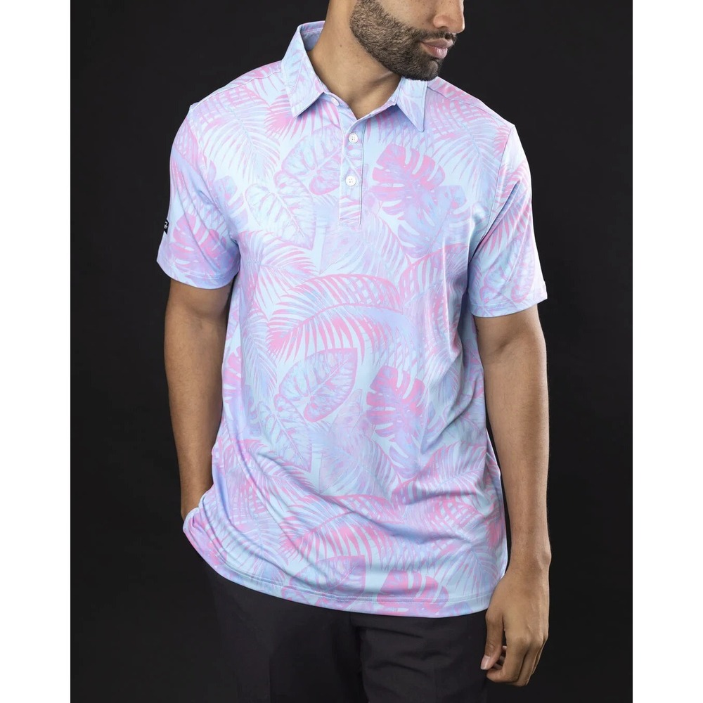 Sunday Swagger Fiji Polo Shirt Golf Tropical Aloha Palm Floral Men's Size 4XL - Picture 12 of 13